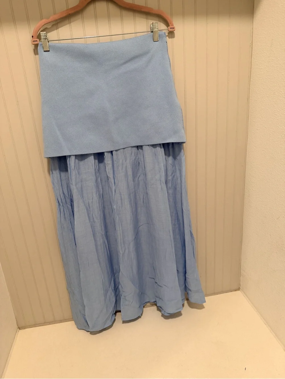 Zara Light Blue Maxi Skirt with Fitted Waist